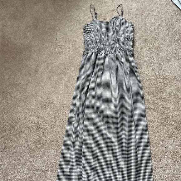 Vero Moda Tilly Calf Checked Smocked waist Gingham Dress XS Adjustable Straps - Picture 3 of 11